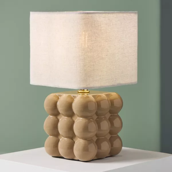 Lampe à poser en céramique (H27 cm) Pompon Beige
