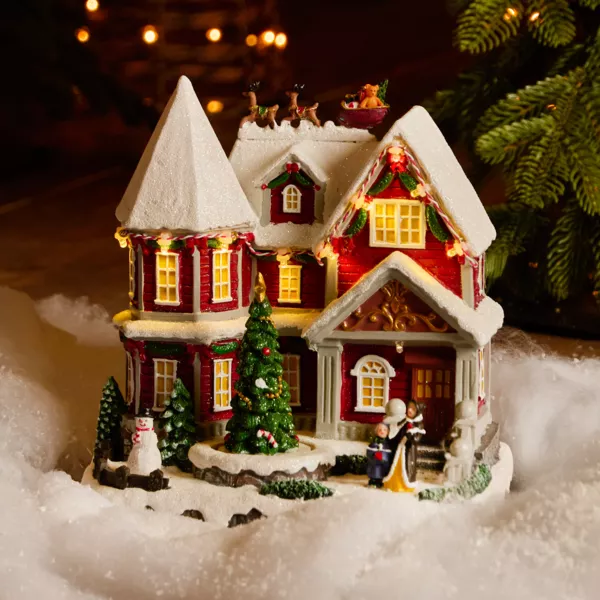 Maison de village illuminée musicale et animée à piles (H23 cm) Camden Street