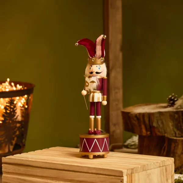 Boîte à musique (H30 cm) Casse-noisette Arlequin Lie de vin