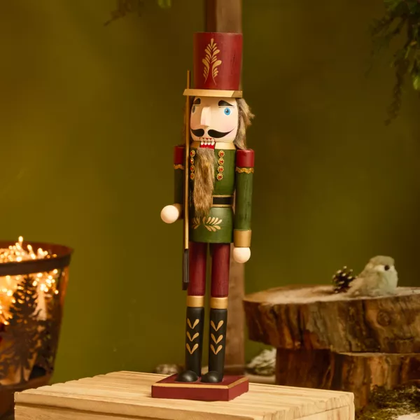 Casse-noisette en bois (H50 cm) Timothé la royauté Vert et bordeaux
