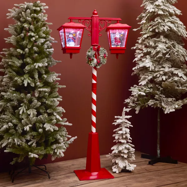 Dubbele verlichte staande lamp 66 LED (H188 cm) Magisch Kerst Rood