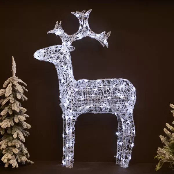 Leuchtender flexibler Rentier 120 LED (H110 cm) Skoll Kaltwei