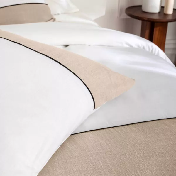 Housse de couette et deux taies d'oreiller microfibre (240 x 220 cm) Floconette Beige