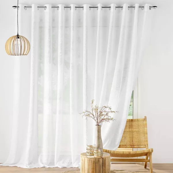 Breed gordijn met linnen effect geweven (400 x 240 cm) Haltona Wit