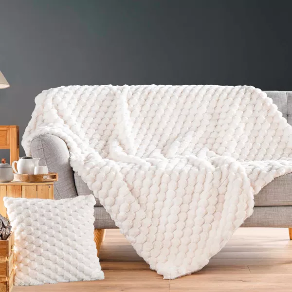 Nepbont plaid (220 x 240 cm) Frosty Ecru