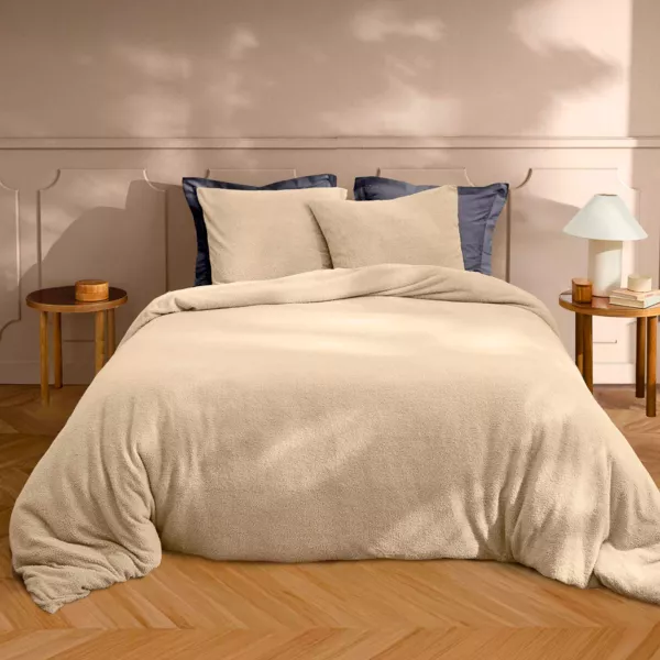 Copripiumino e due federe boucl (240 x 220 cm) Helena Beige sabbia