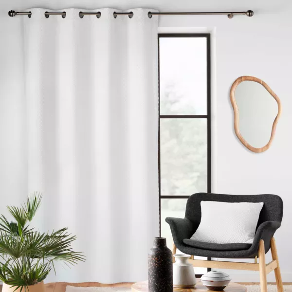 Rideau flanelle relief (140 x 260 cm) Java Blanc