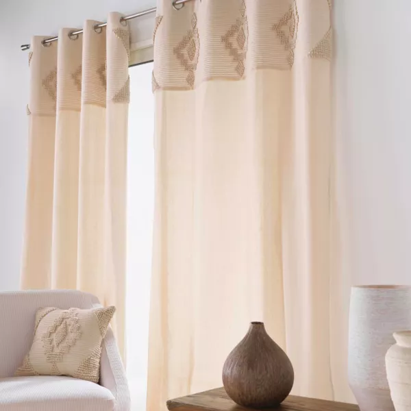 Tuftet bomuldsgardin (140 x 240 cm) Kamary Beige