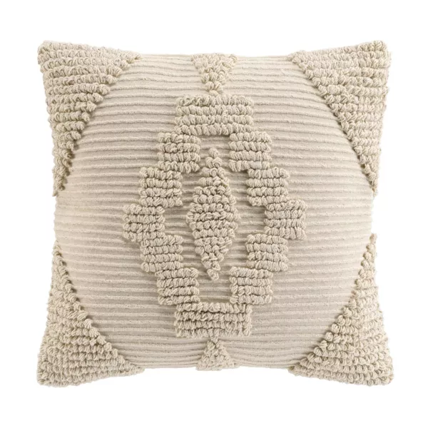 Coussin carré coton tufté (45 x 45 cm) Kamary Ecru