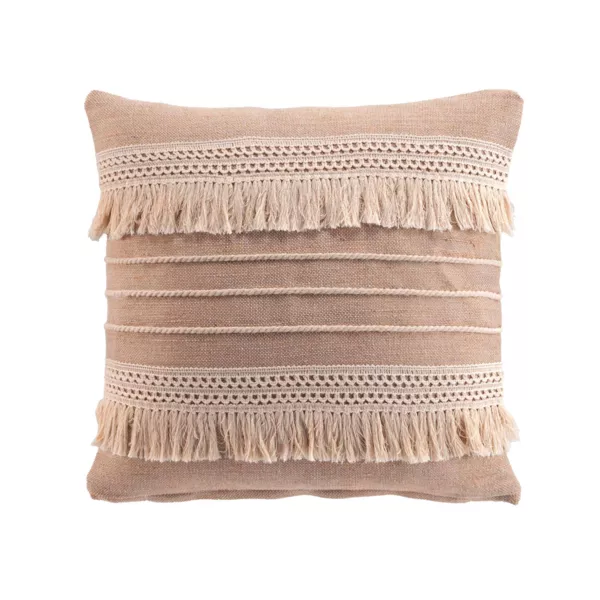 Coussin carré en jute et coton (45 x 45 cm) Cirrus Beige
