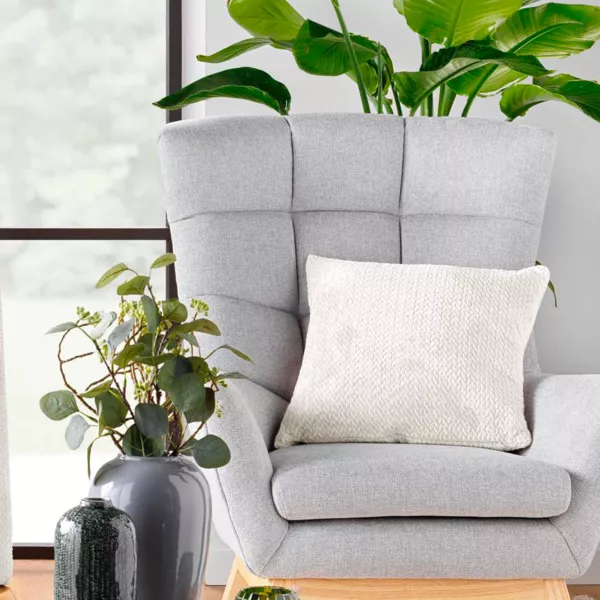 Coussin carré flanelle relief (45 x 45 cm) Flanela Écru