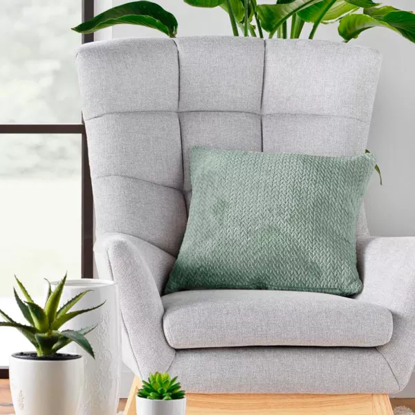 Coussin carré flanelle relief (45 x 45 cm) Flanela Vert kaki