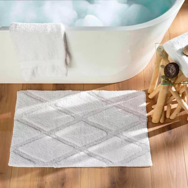 Tapis de bain en coton (50 x 80 cm) Thais Blanc