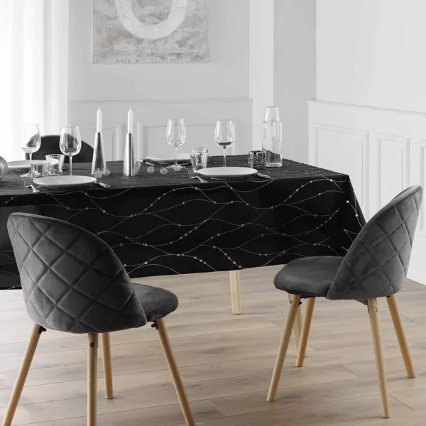 Rechteckige Weihnachtstischdecke (140 x 240 cm) Astrelia Schwarz und Silber