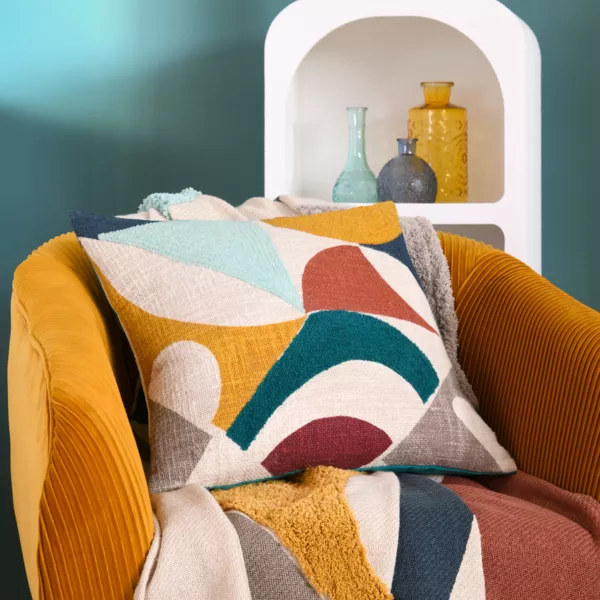 Coussin carré tufté (45 x 45 cm) Blokken Multicolore