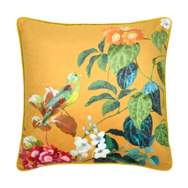 Coussin carré coton (50 x 50 cm) Emmy Jaune moutarde