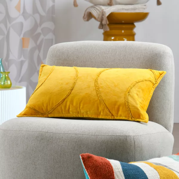 Coussin rectangulaire coton (30 x 50 cm) Blokken Jaune moutarde