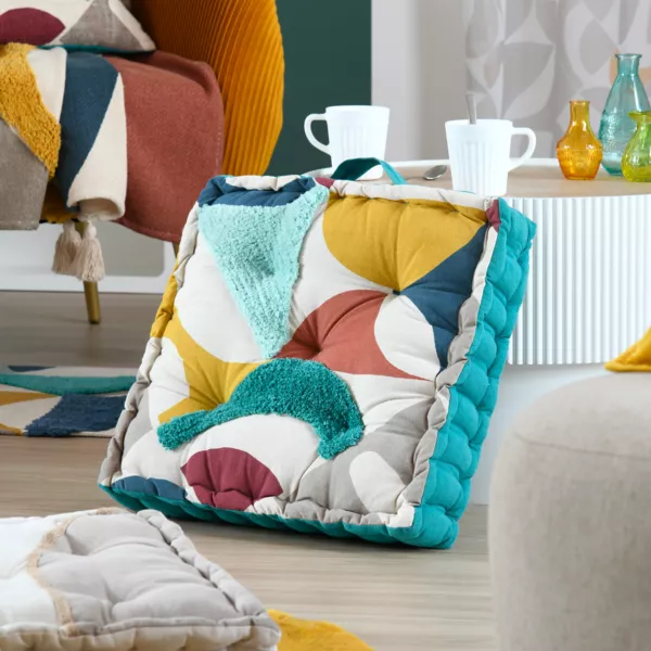 Cojín de suelo de algodón (45 x 45 cm) Blokken Multicolor