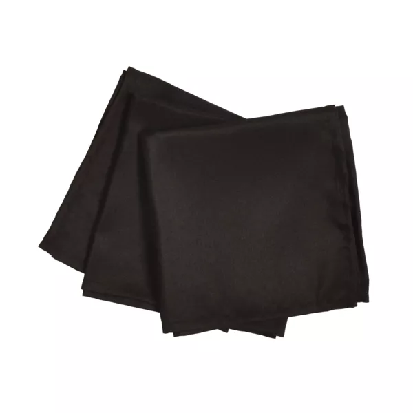 St med 3 sorte Elise borddugsservietter i polyester (40 x 40 cm)