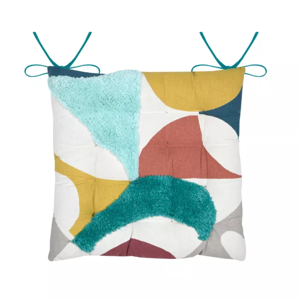 Vierkant katoenen stoelkussen (38x38 cm) Blokken Multicolor