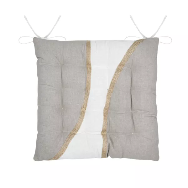 Coussin de chaise carré coton (38 x 38 cm) Blokken Ecru