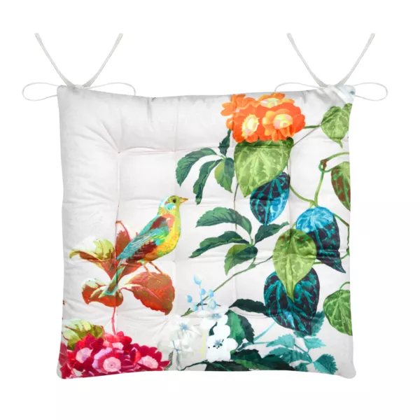 Coussin de chaise carré coton (38x38 cm) Emmy Ecru