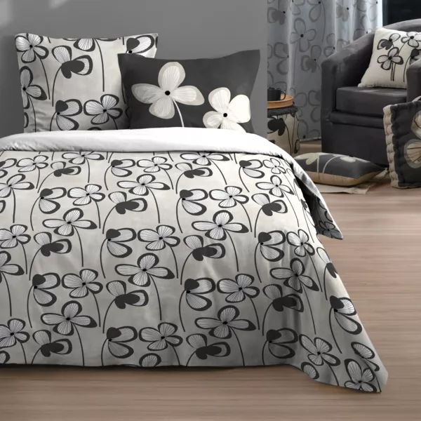 Housse de couette et deux taies d'oreiller en coton (240 x 220 cm) Tilda Gris