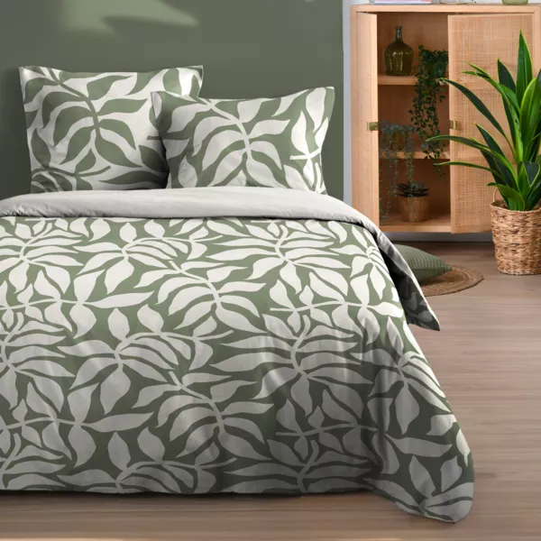 Funda de edredón y dos fundas de almohada de algodón (260 x 240 cm) Hakol Verde Pino