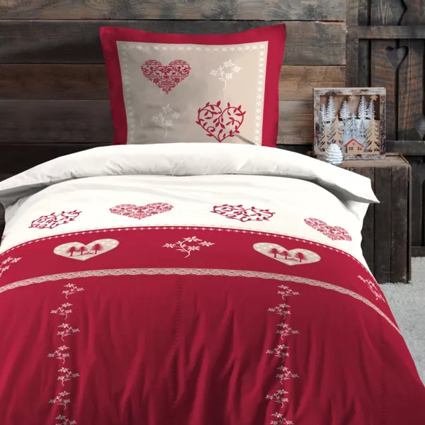 Copripiumino e federa in cotone (140 x 200 cm) Modane Rosso