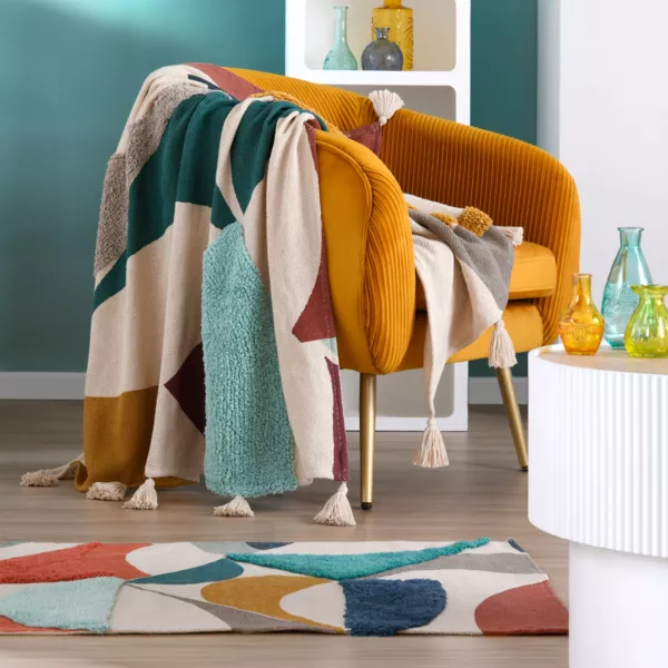Gerecyclede katoenen plaid (125 x 150 cm) Blokken Multicolor