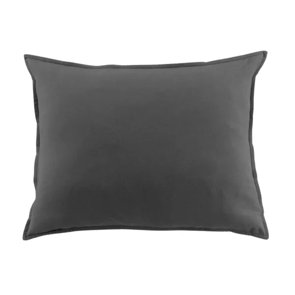 Taie d'oreiller rectangulaire flanelle de coton (50 x 70 cm) Nina Gris anthracite