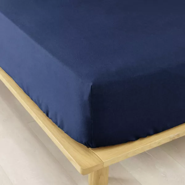 Drap housse flanelle de coton (90 x 200 cm) Nina Bleu nuit