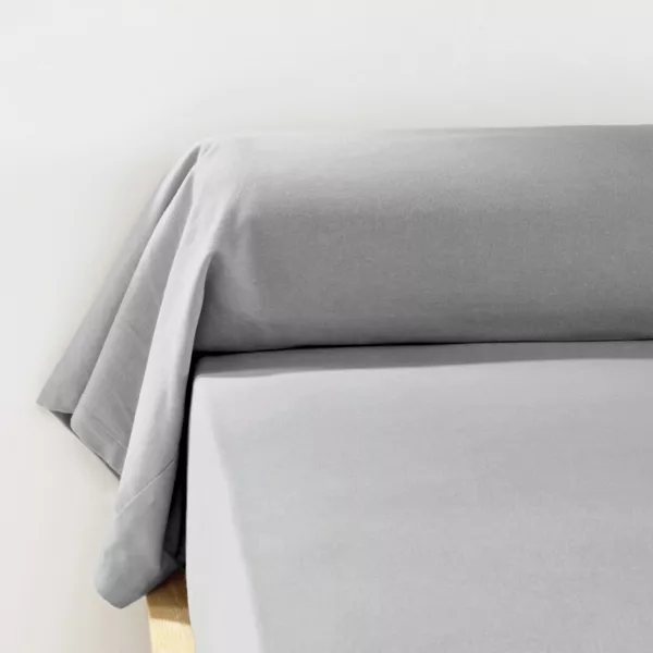 Taie de traversin flanelle de coton (L185 cm) Nina Gris clair