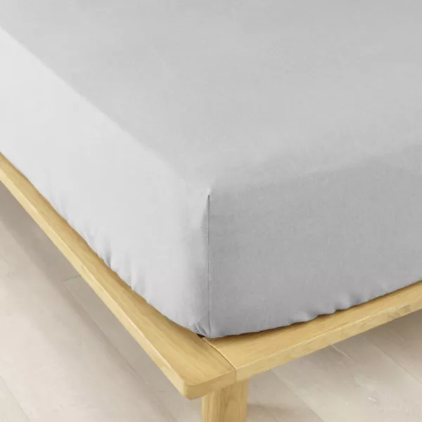 Drap housse flanelle de coton (90 x 200 cm) Nina Gris clair