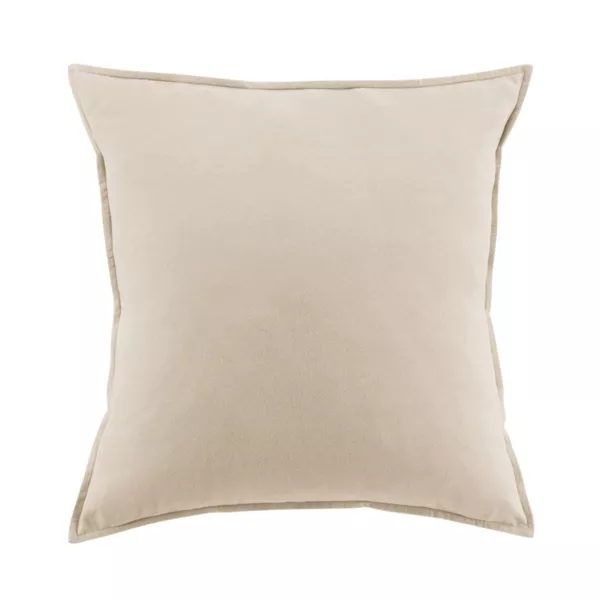 Vierkante katoenflanellen kussensloop (63 x 63 cm) Nina Beige