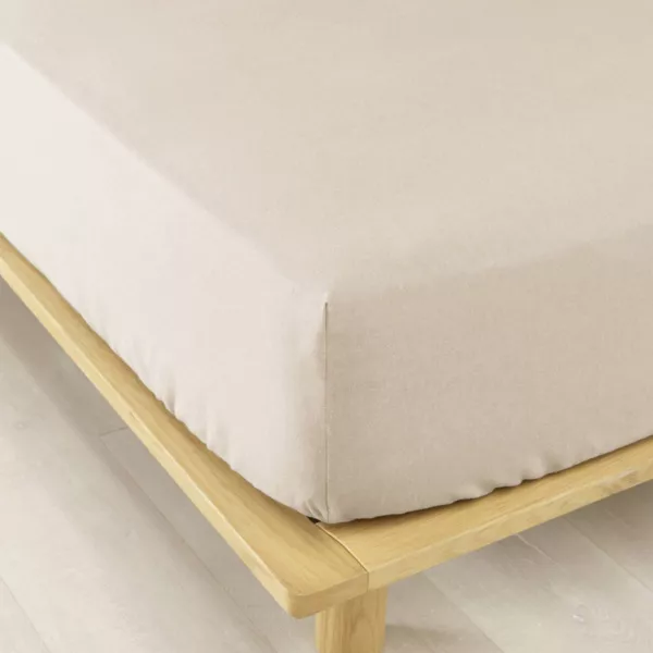 Drap housse flanelle de coton (90 x 200 cm) Nina Beige