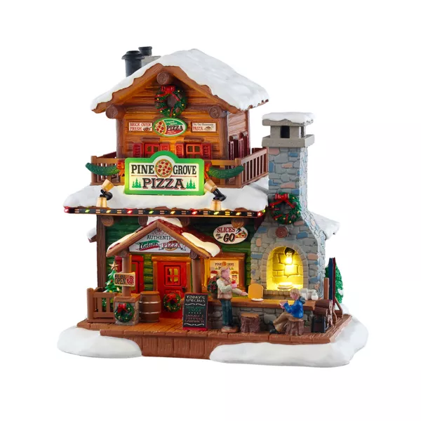 Village de Noël Lemax lumineux Pizza Pomme de pin