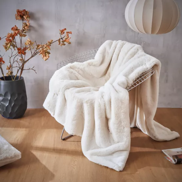 Falsk pelsplaid (140 x 200 cm) Finn Hvid