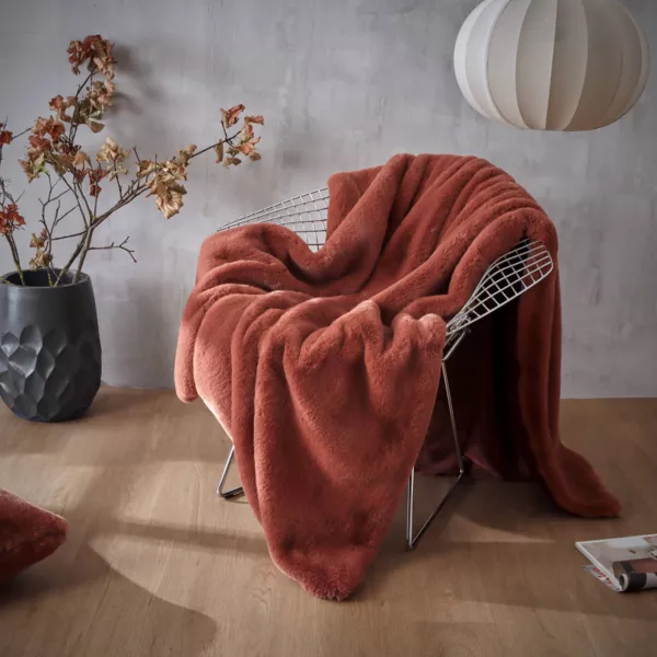 Plaid fausse fourrure (140 x 200 cm) Finn Terracotta