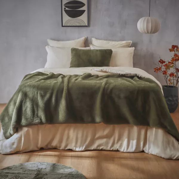 Nepbont dekbed (90 x 220 cm) Finn Kaki Groen