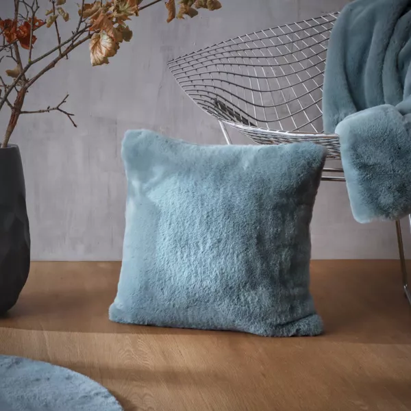 Coussin carré fausse fourrure (45 x 45 cm) Finn Bleu