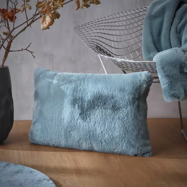 Coussin rectangulaire fausse fourrure (40 x 60 cm) Finn Bleu