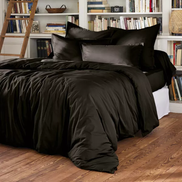 Housse de couette percale de coton (280 x 240 cm) Cali Noir