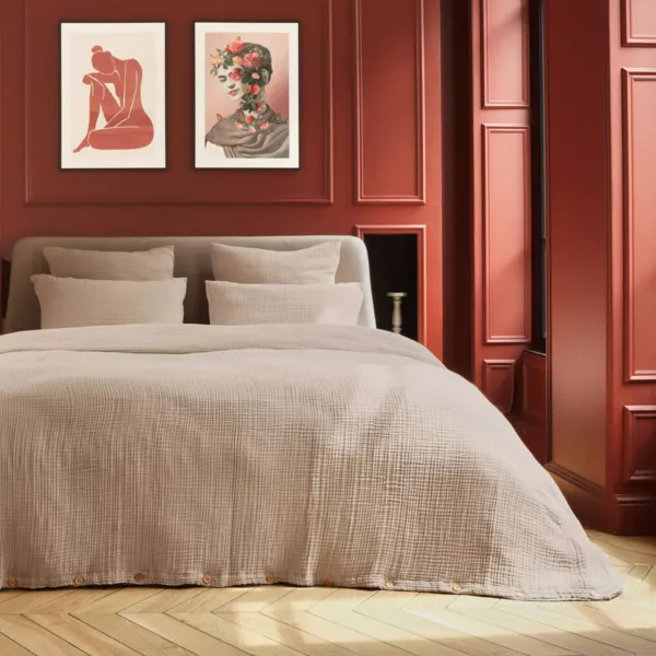 Housse de couette quadruple gaze de coton (200 x 200 cm) Victoria x GaĂŻa Ficelle