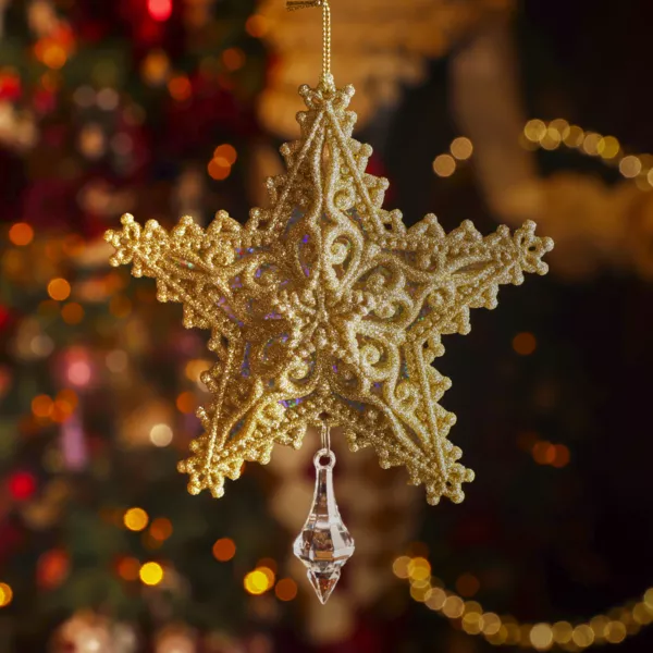 Kerstophanging (H13 cm) Droom Ster Goud Glitter