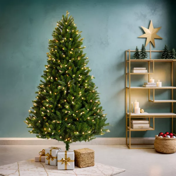 Künstlicher beleuchteter Weihnachtsbaum 400 LED H210 cm Barrow Tannengrün