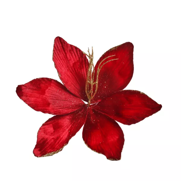 Fiore decorativo in poliestere (D23 cm) Amaryllis in velluto Rosso