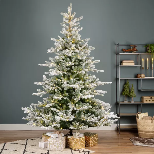 Sapin de Noël artificiel lumineux 550 LED (H210 cm) Glorious Vert enneigé
