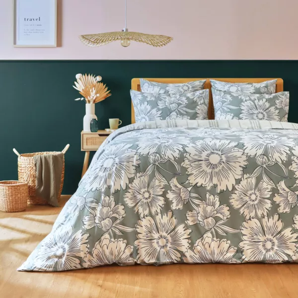 Housse de couette coton (240 x 220 cm) Lara Vert