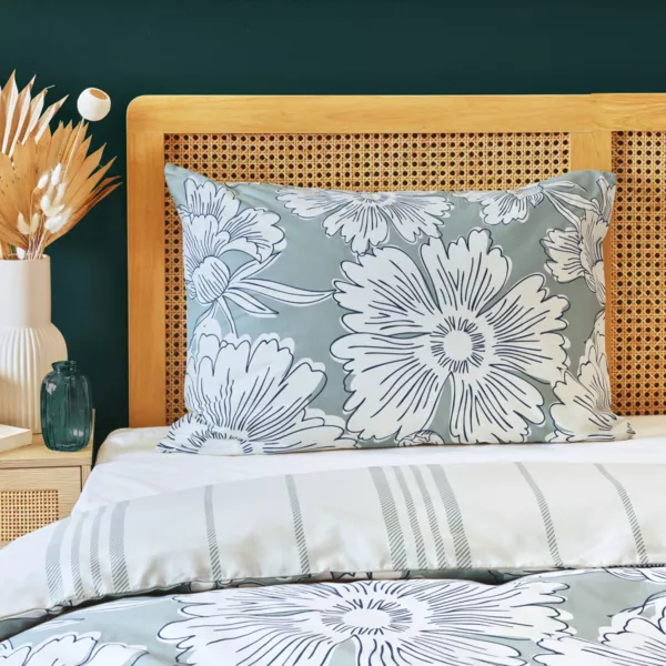 Funda de almohada rectangular de algodón (50 x 70 cm) Lara Verde